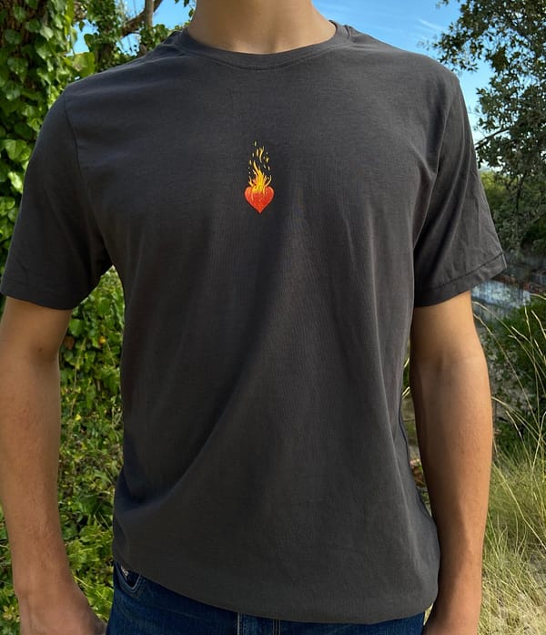 burning heart t-shirt